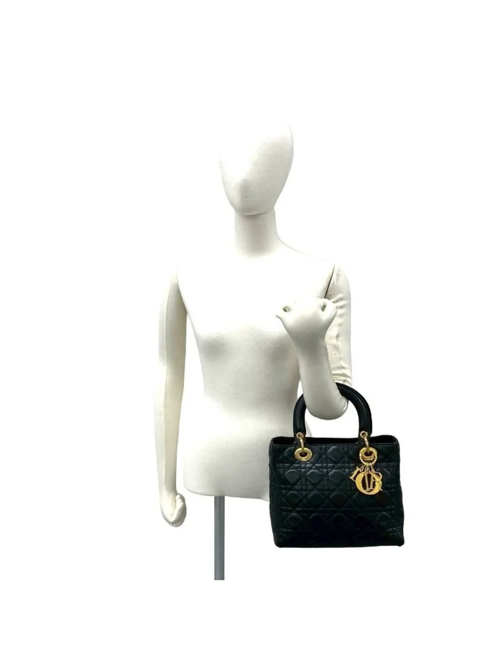 Dior Lady Cannage Lambskin Leather Handbag Mini Tote Black